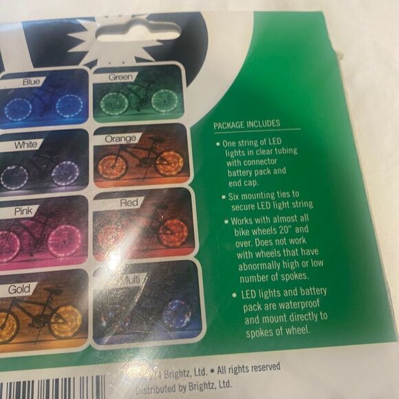 Wheel Brightz Green LED Bike Strip NIB Set of 2 - Picture 3 of 5